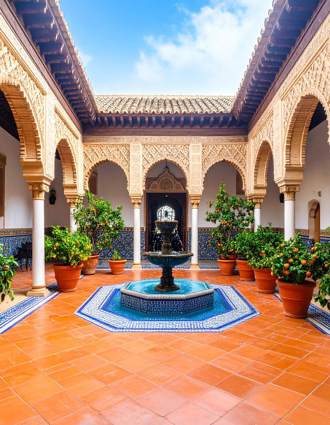 Mediterranean Spa with Terra Cotta and Blue Accents - 25 Spa Decor Ideas