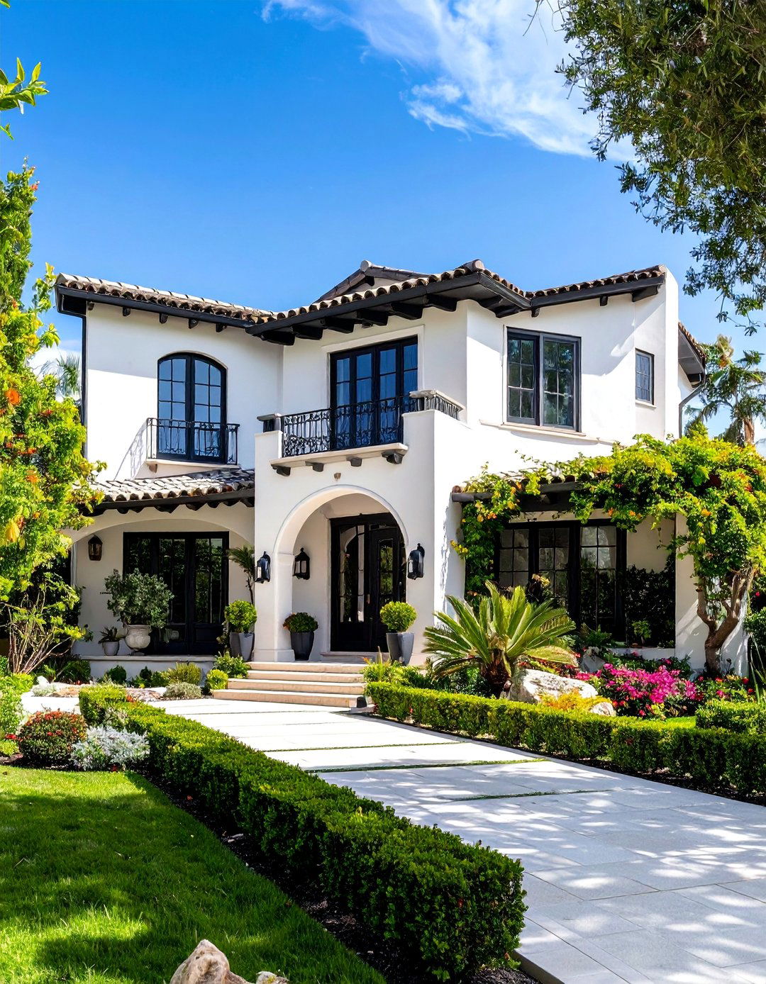 Mediterranean Stucco Style - 25 Black and White House Exterior Ideas