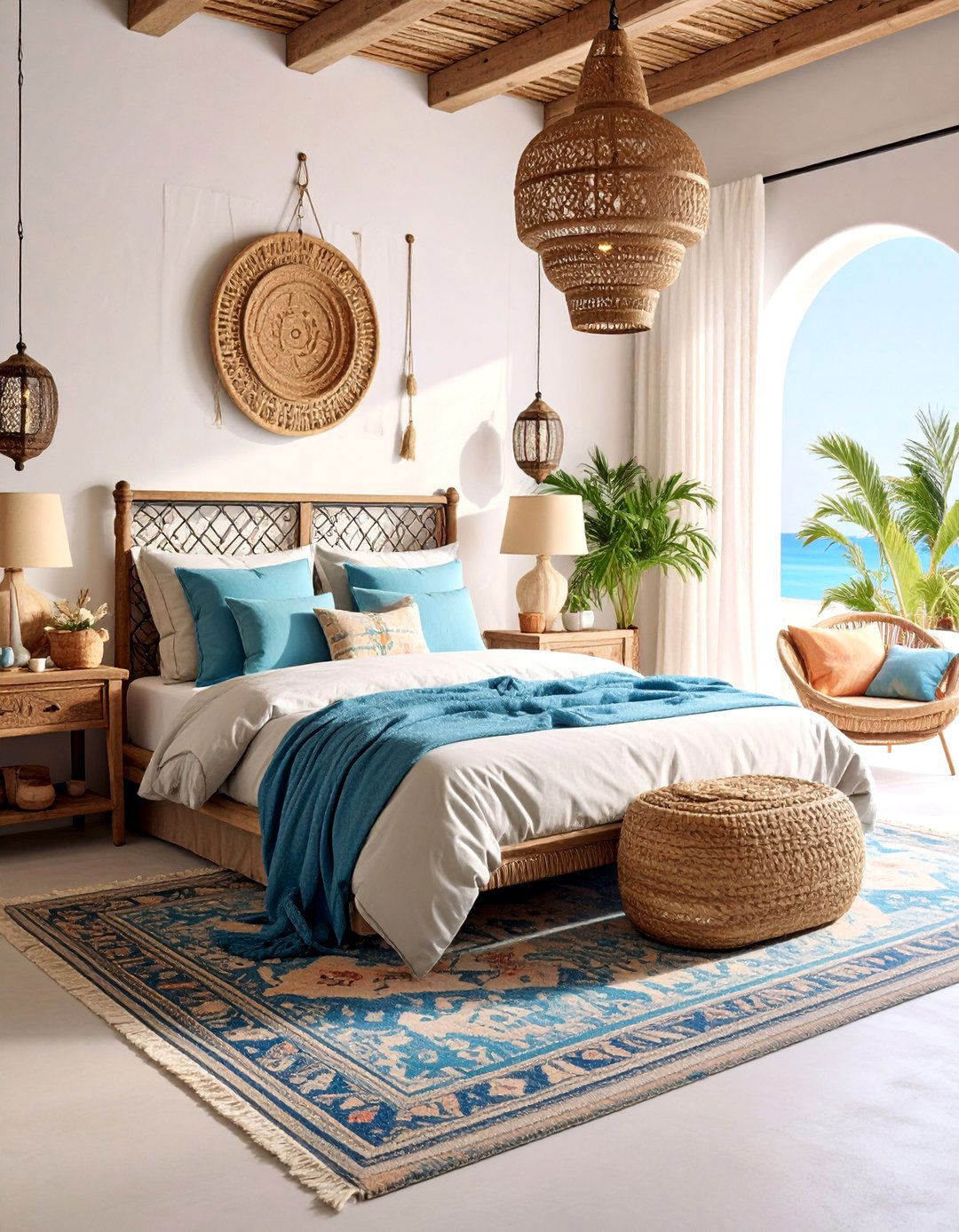 Mediterranean Style Bedroom with Textured Walls and Warm Colors - 25 Large Bedroom Design Ideas