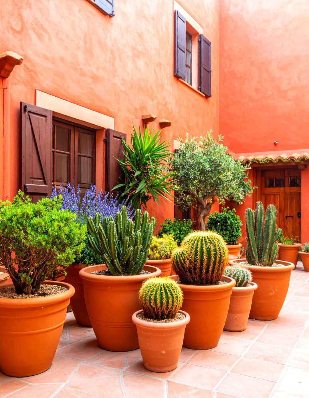 Mediterranean Style Cactus Garden with Terra Cotta - 25 Cactus Garden Ideas
