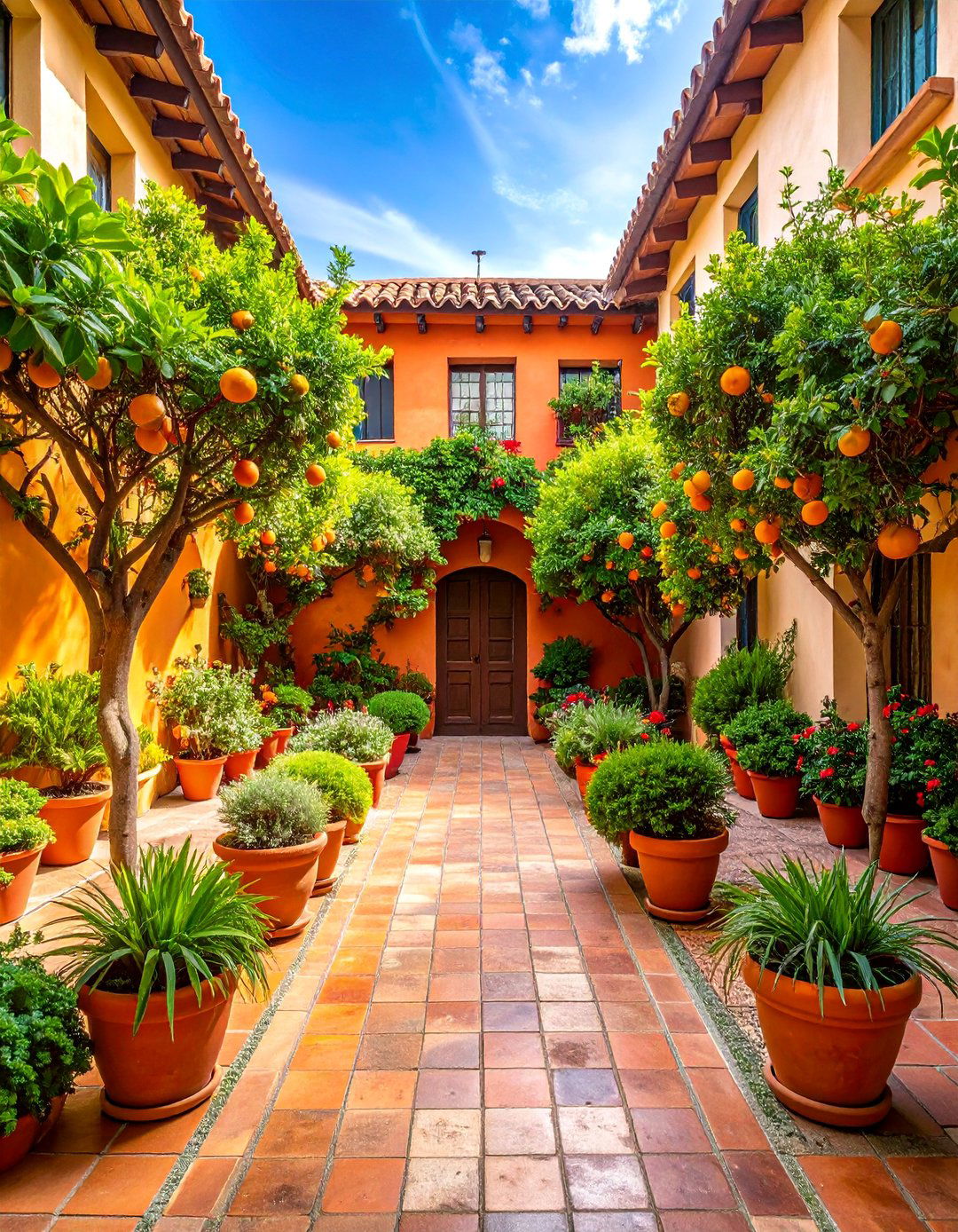 Mediterranean Style Courtyard with Drought Tolerant Herbs - 25 South Florida Landscaping Ideas