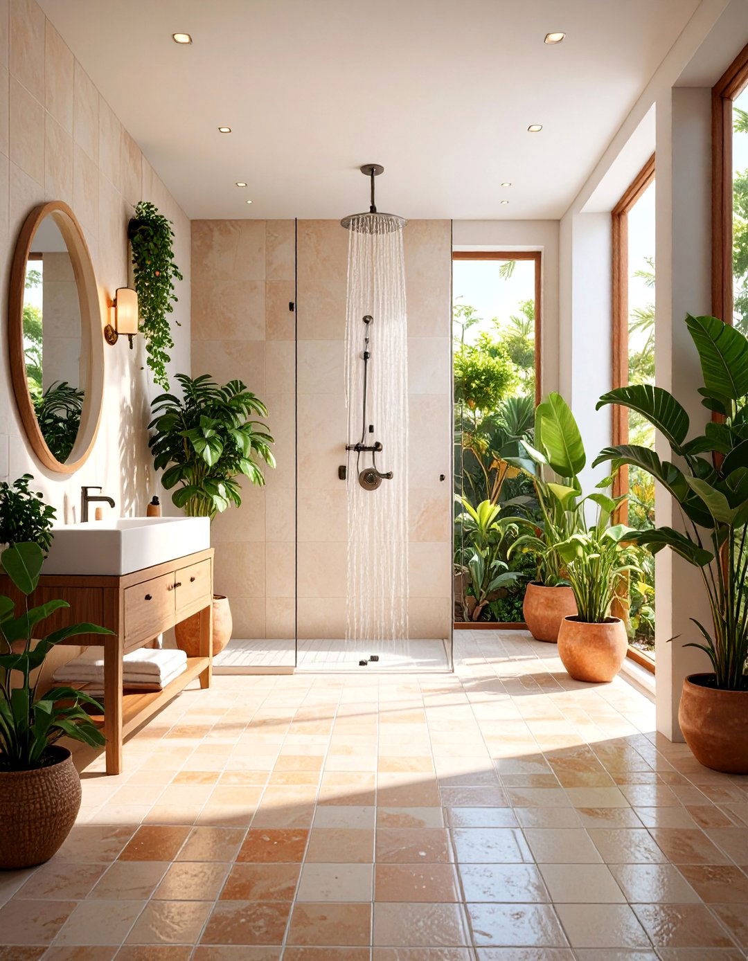 Mediterranean Style Shower Floor Tiles - 25 Shower Floor Tile Ideas