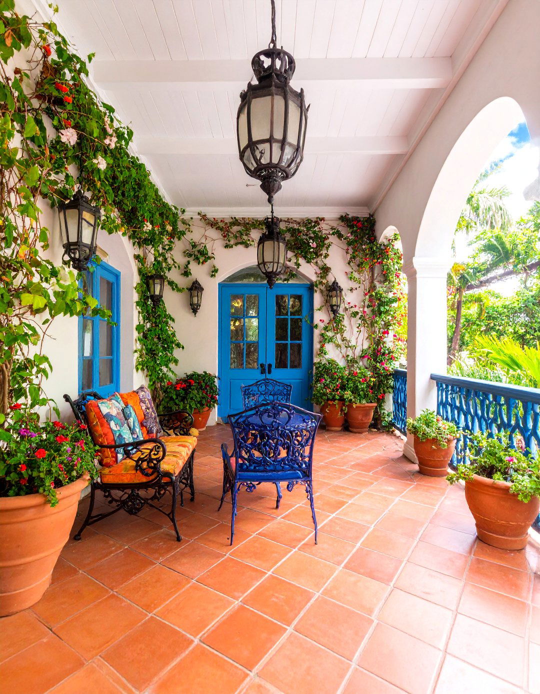 Mediterranean Terrace Florida Room with Tile Work and Warm Colors - 25 Florida Room Ideas