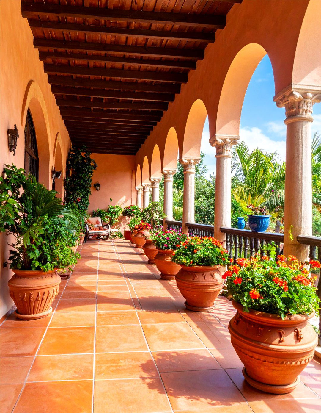 Mediterranean Terracotta Front Porch Tiles - 25 Front Porch Tile Ideas