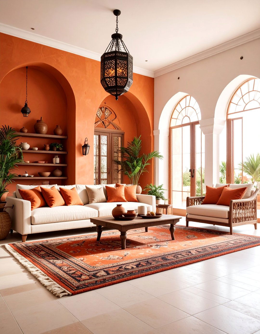 Mediterranean Terracotta Living Room with Arched Details - 25 terracotta home decor ideas