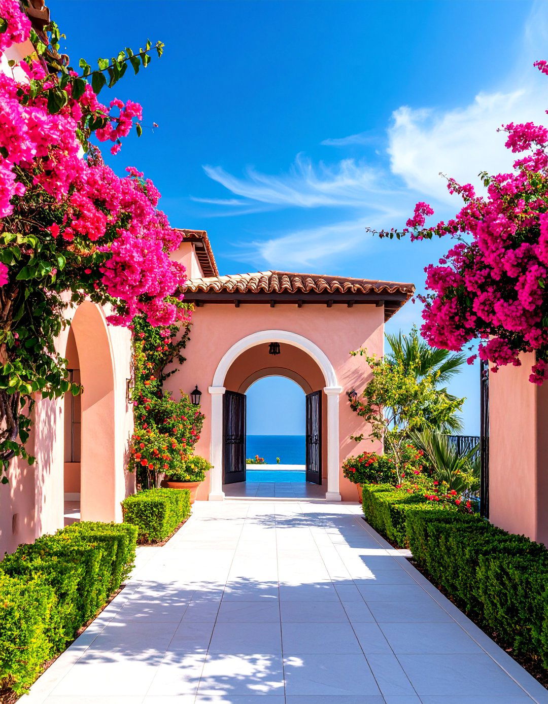 Mediterranean Terracotta Stucco Villa - 25 Orange House Exterior Ideas