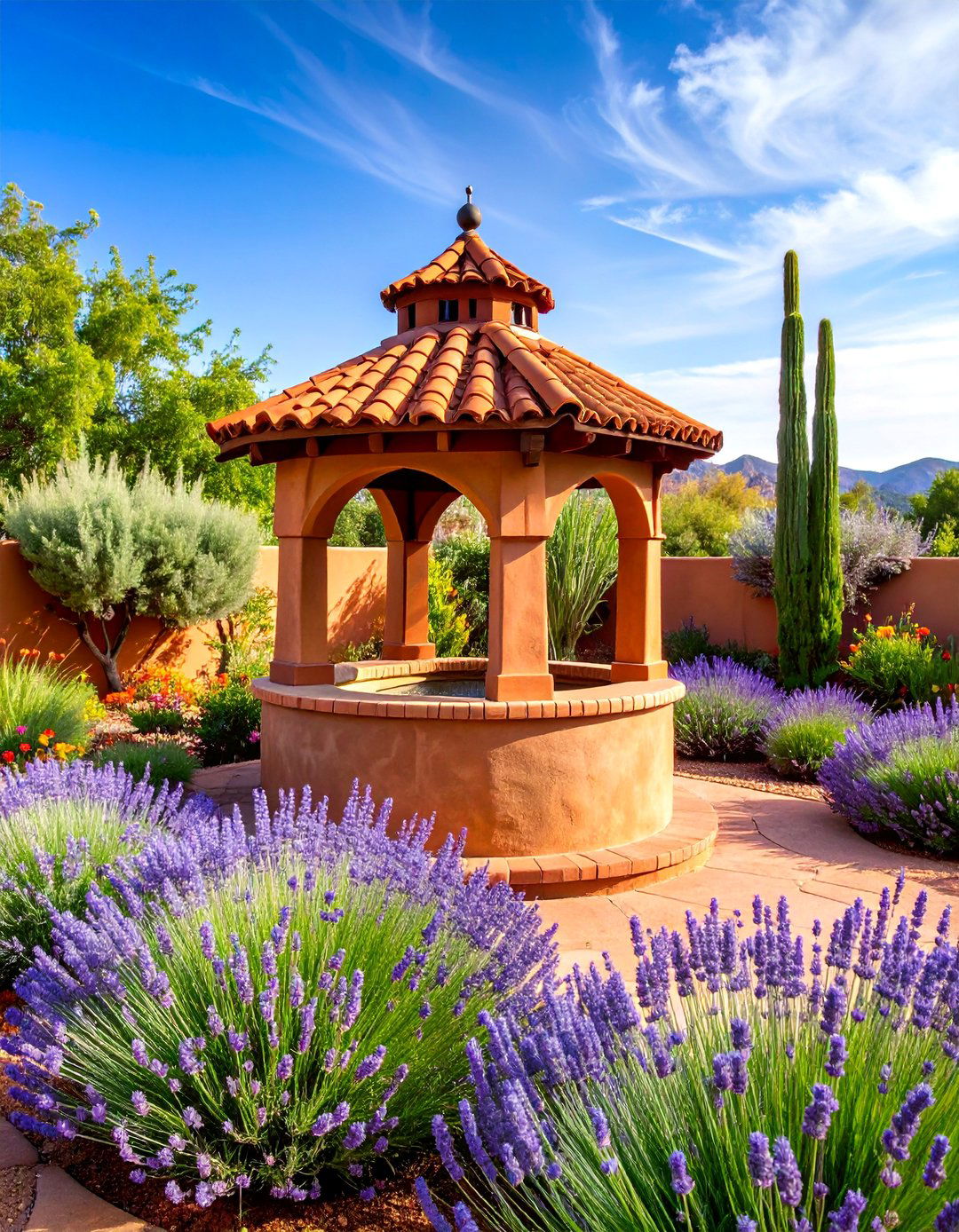 Mediterranean Terracotta Wishing Well - 25 Outdoor Wishing Well Garden Ideas