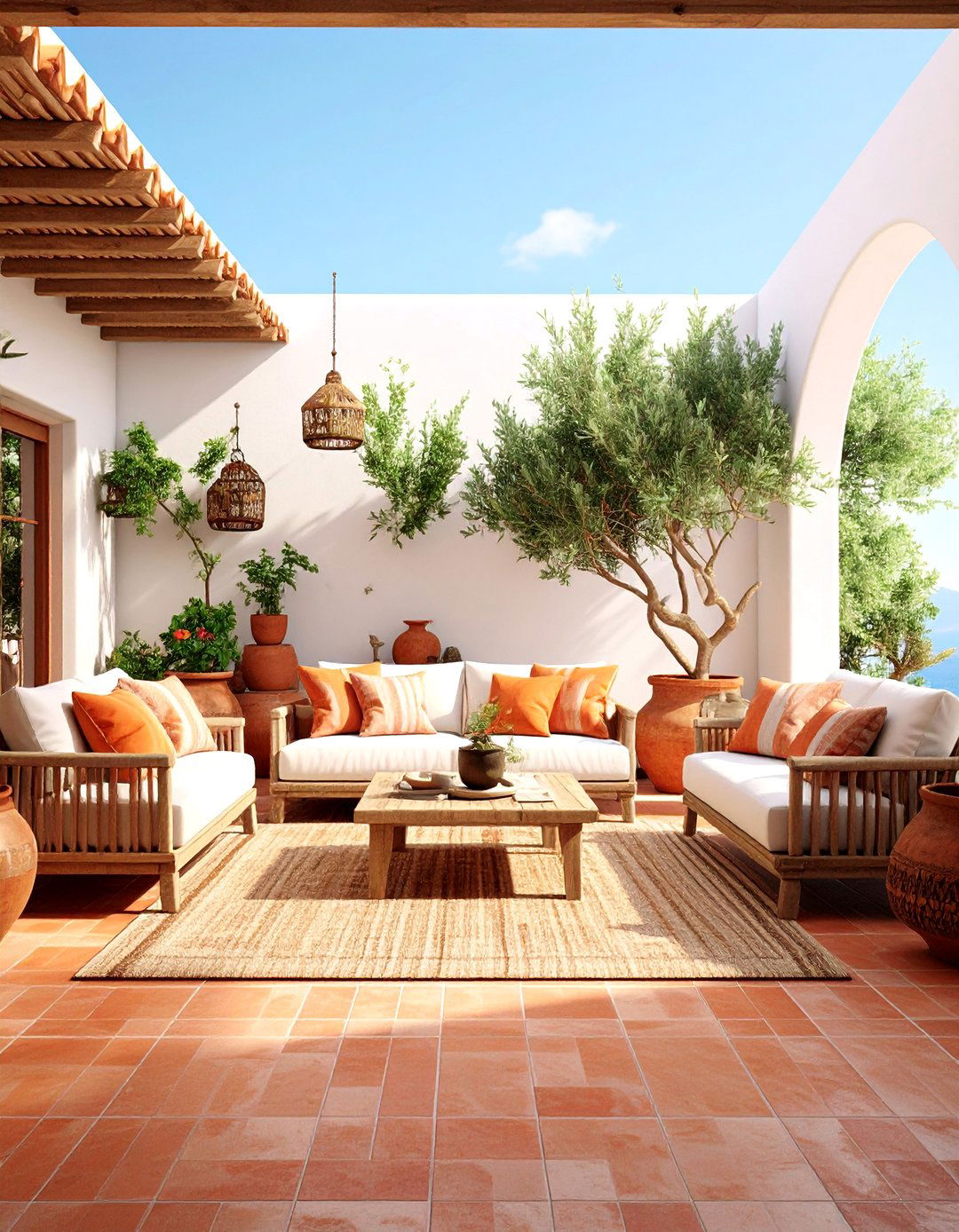 Mediterranean Terracotta and White Living Space - 25 terracotta living room ideas