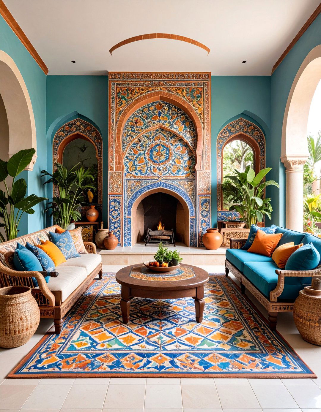 Mediterranean Tile Fireplace - 25 Fireplace Ideas