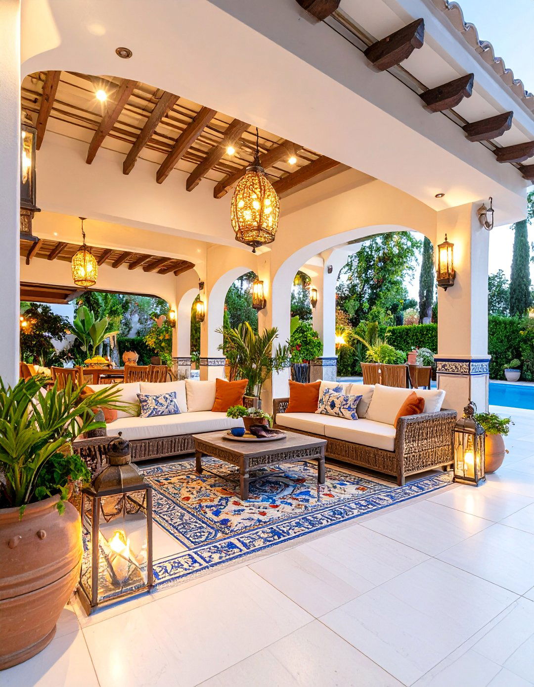 Mediterranean Tile Light Features - 25 Covered Patio Lighting Ideas