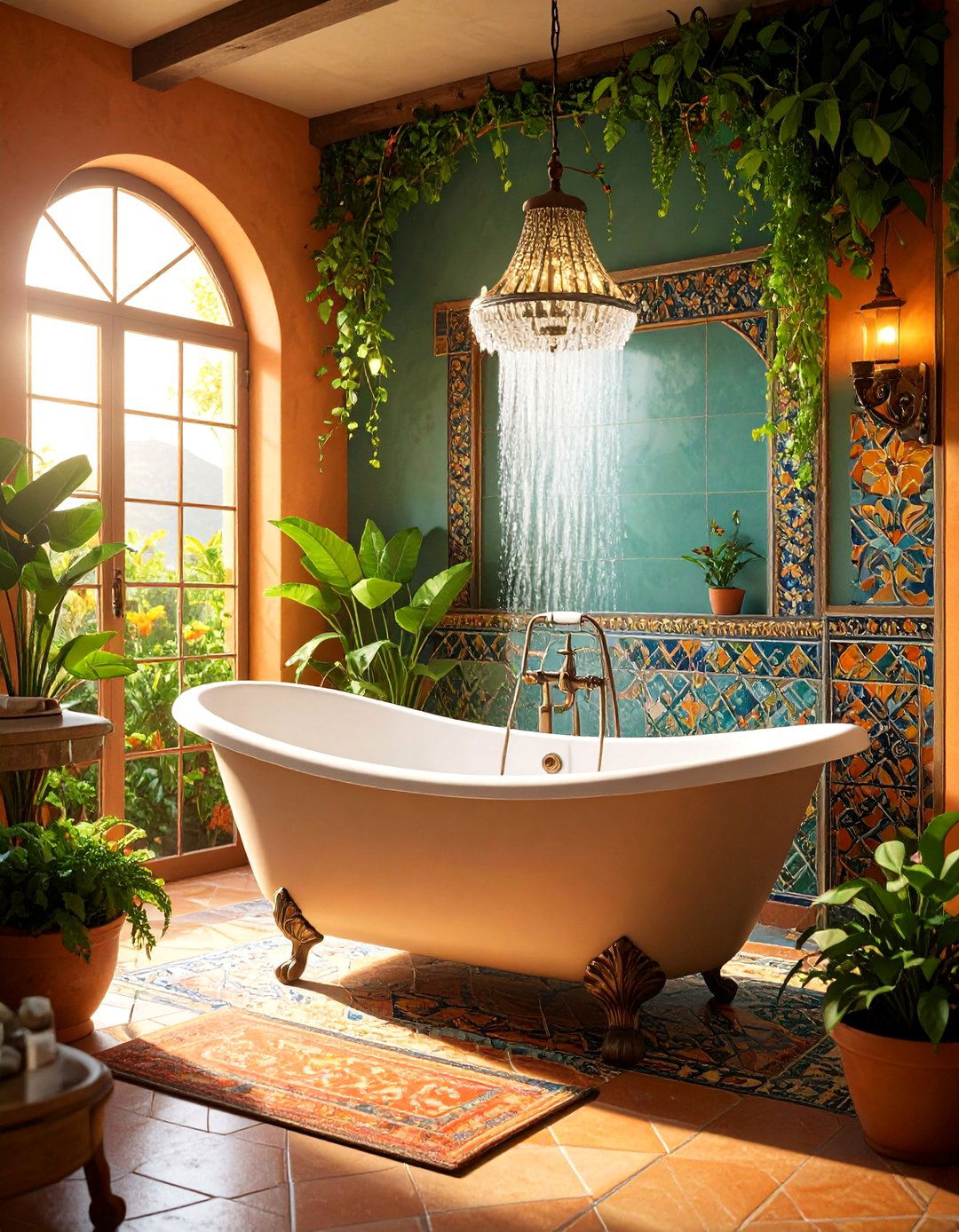 Mediterranean Tile Mosaic Masterpiece - 25 Tub-shower Combo Ideas
