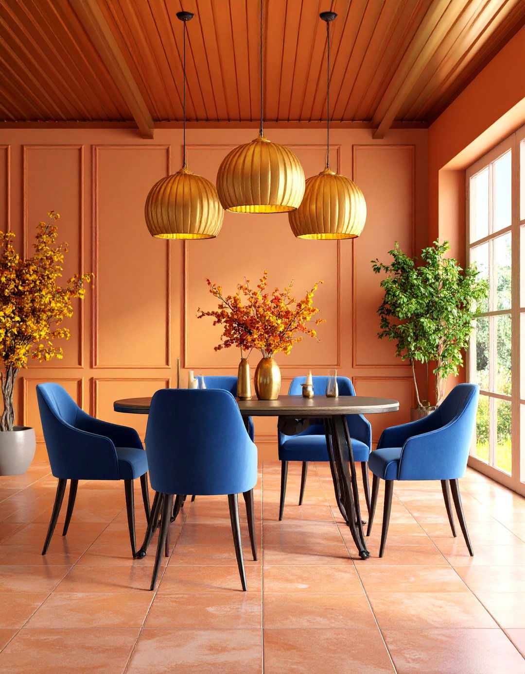 Mediterranean Tin Ceiling Dining Room with Terra Cotta Hues - 25 Tin Ceiling