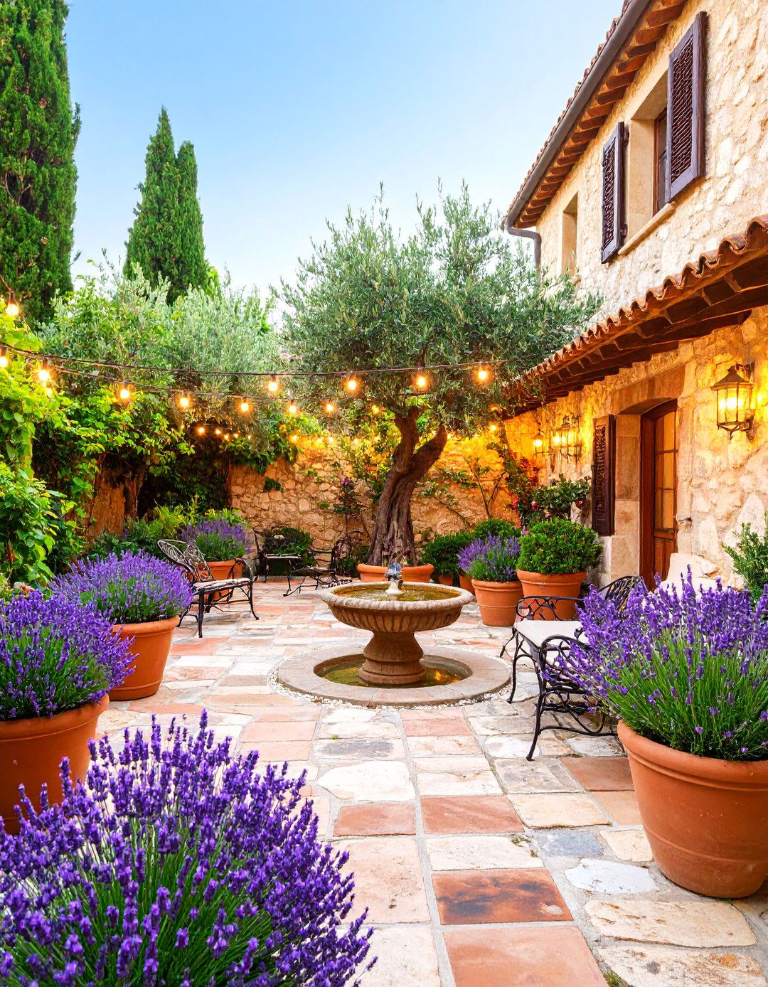 Mediterranean Townhouse Backyard with Stone Accents - 25 Townhouse Backyard Ideas