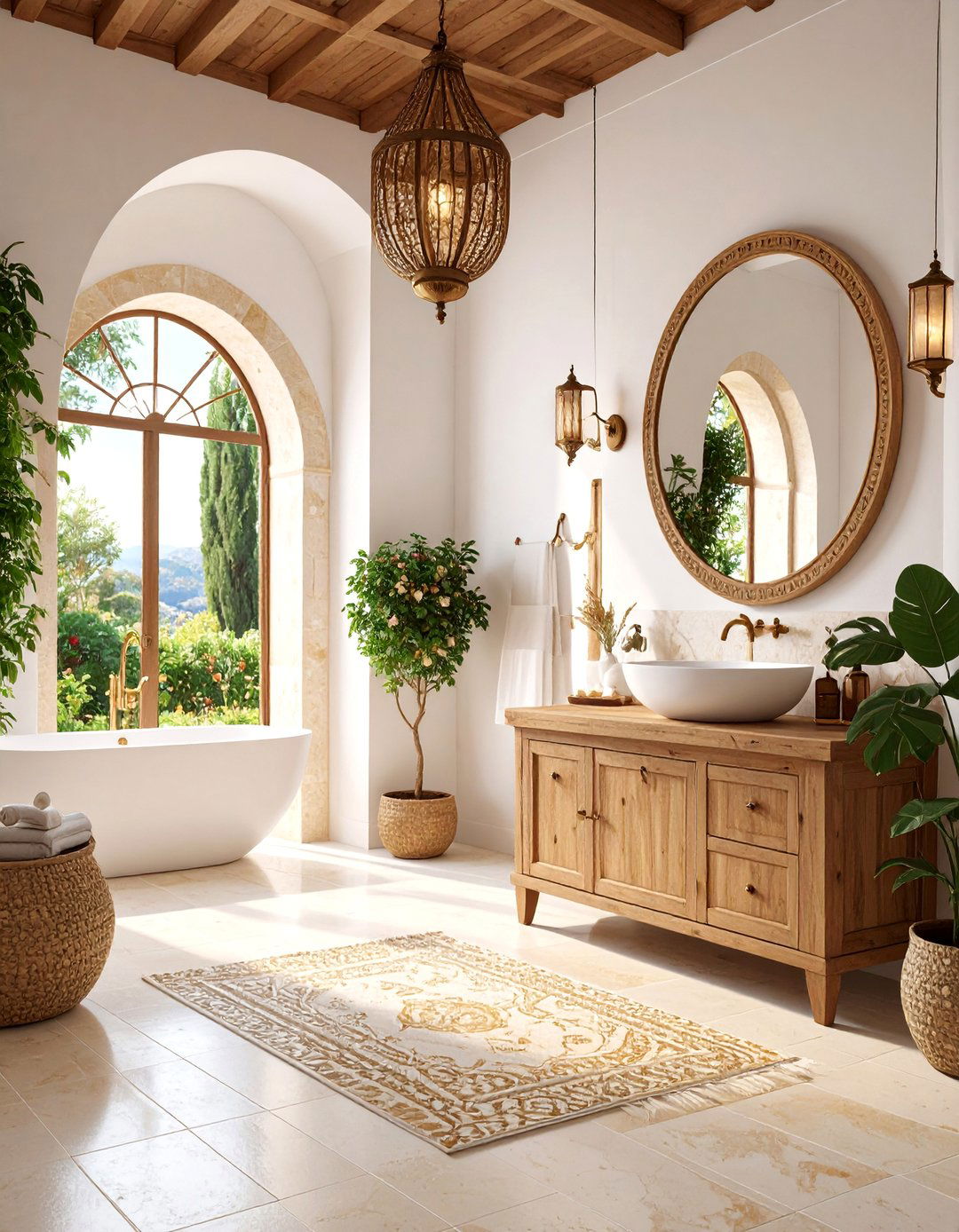 Mediterranean Travertine Bathroom with Mosaic Accents - 25 Travertine Tile Bathroom Ideas