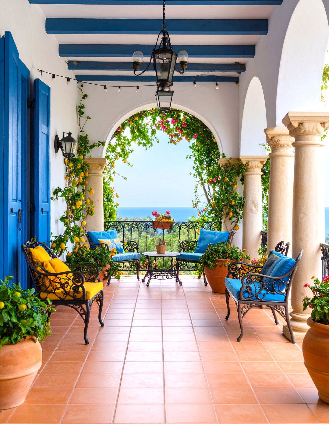 Mediterranean Veranda with Terracotta Accents - 25 Veranda Ideas