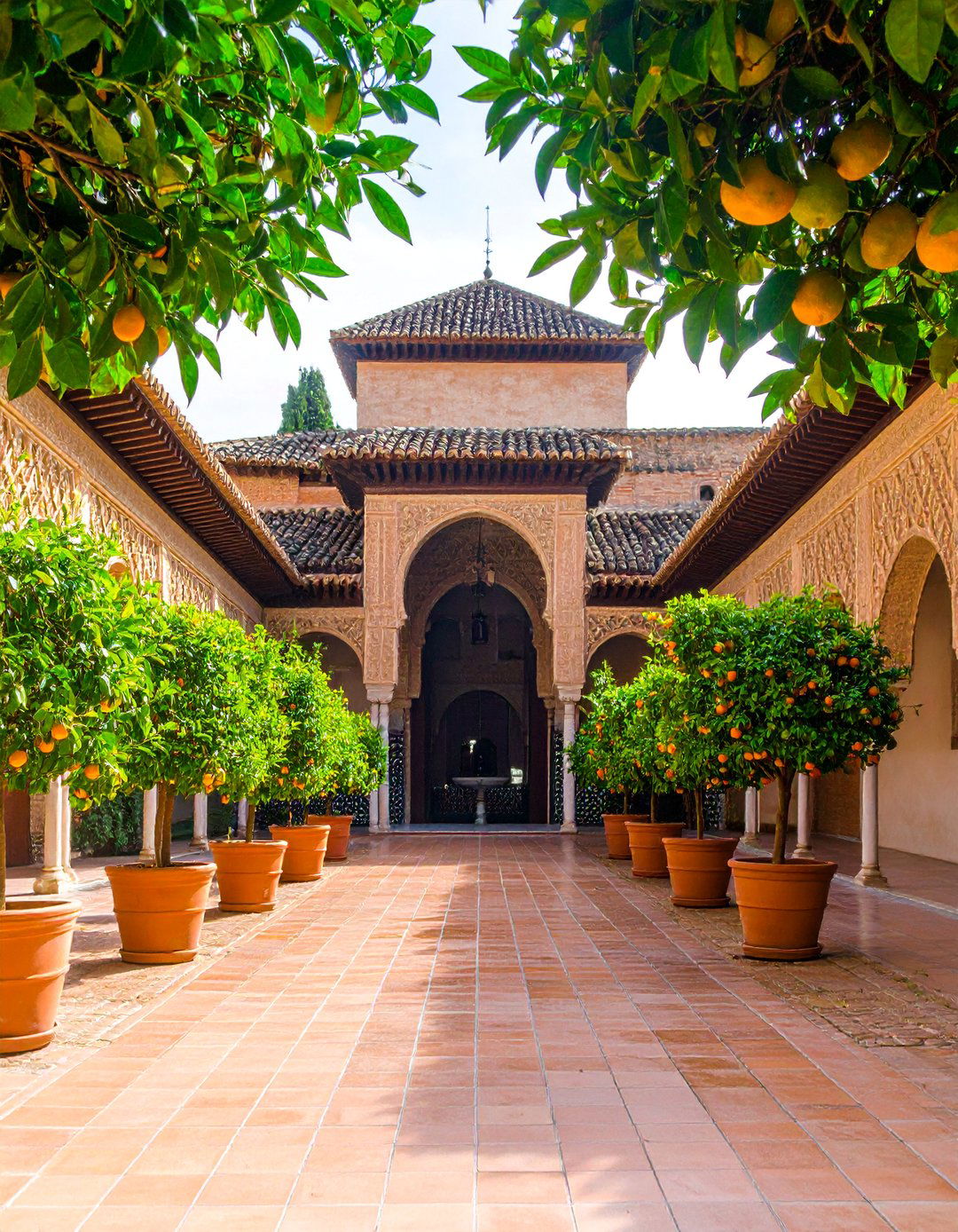 Mediterranean Villa Brown Brick Courtyard - 25 Brown Brick Exterior Home Ideas