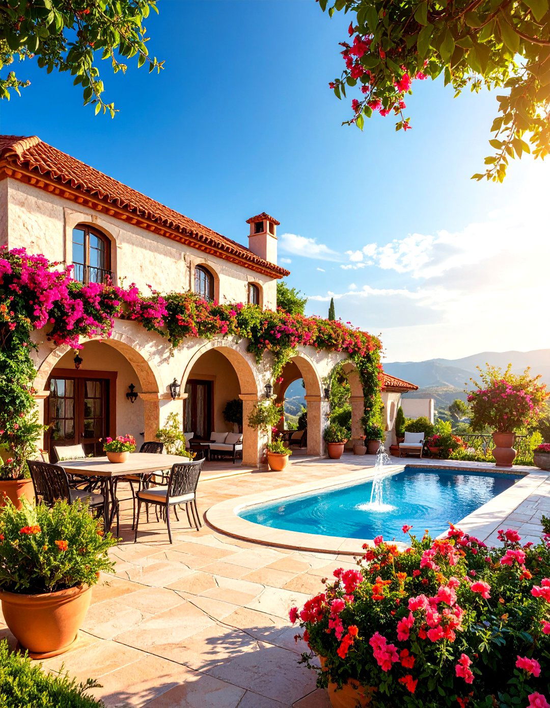 Mediterranean Villa Green Brick Courtyard Style - 25 Green Brick Exterior Home Ideas