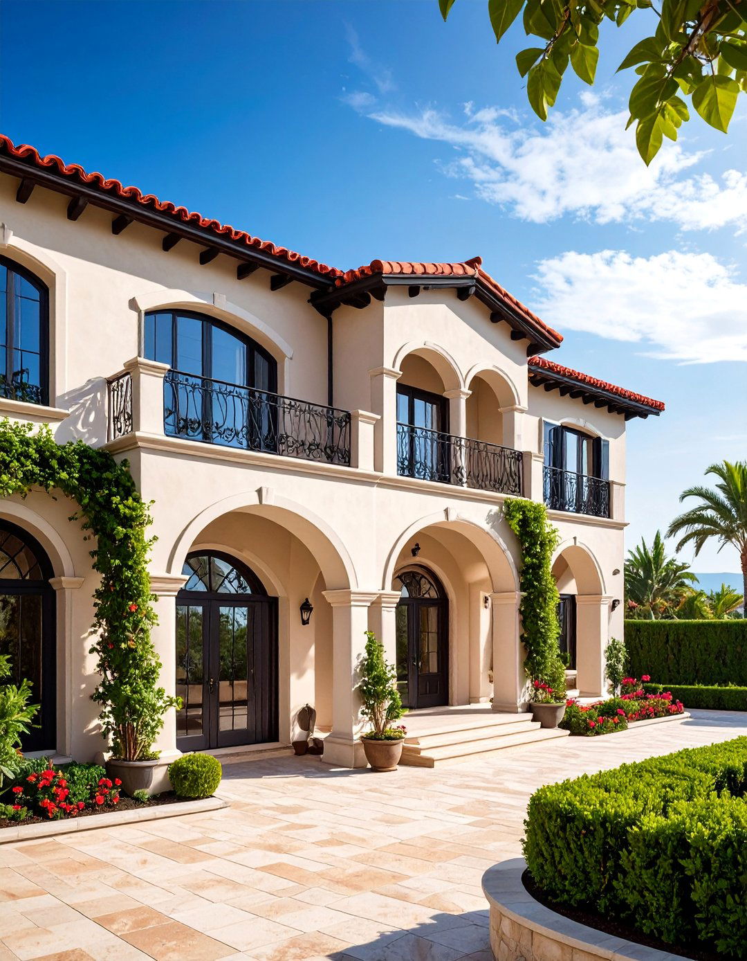Mediterranean Villa with Black Casement Windows - 25 Houses With Black Windows