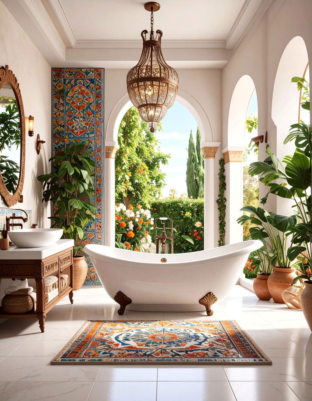 Mediterranean Villa with Mosaic Tile Artistry - 25 Large Bathroom Ideas