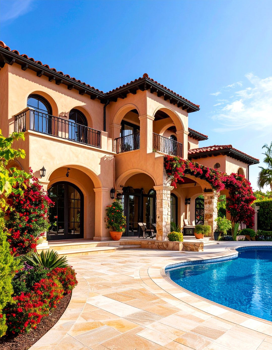 Mediterranean Villa with Terra Cotta and Black Metal Roof - 25 houses with black roofs