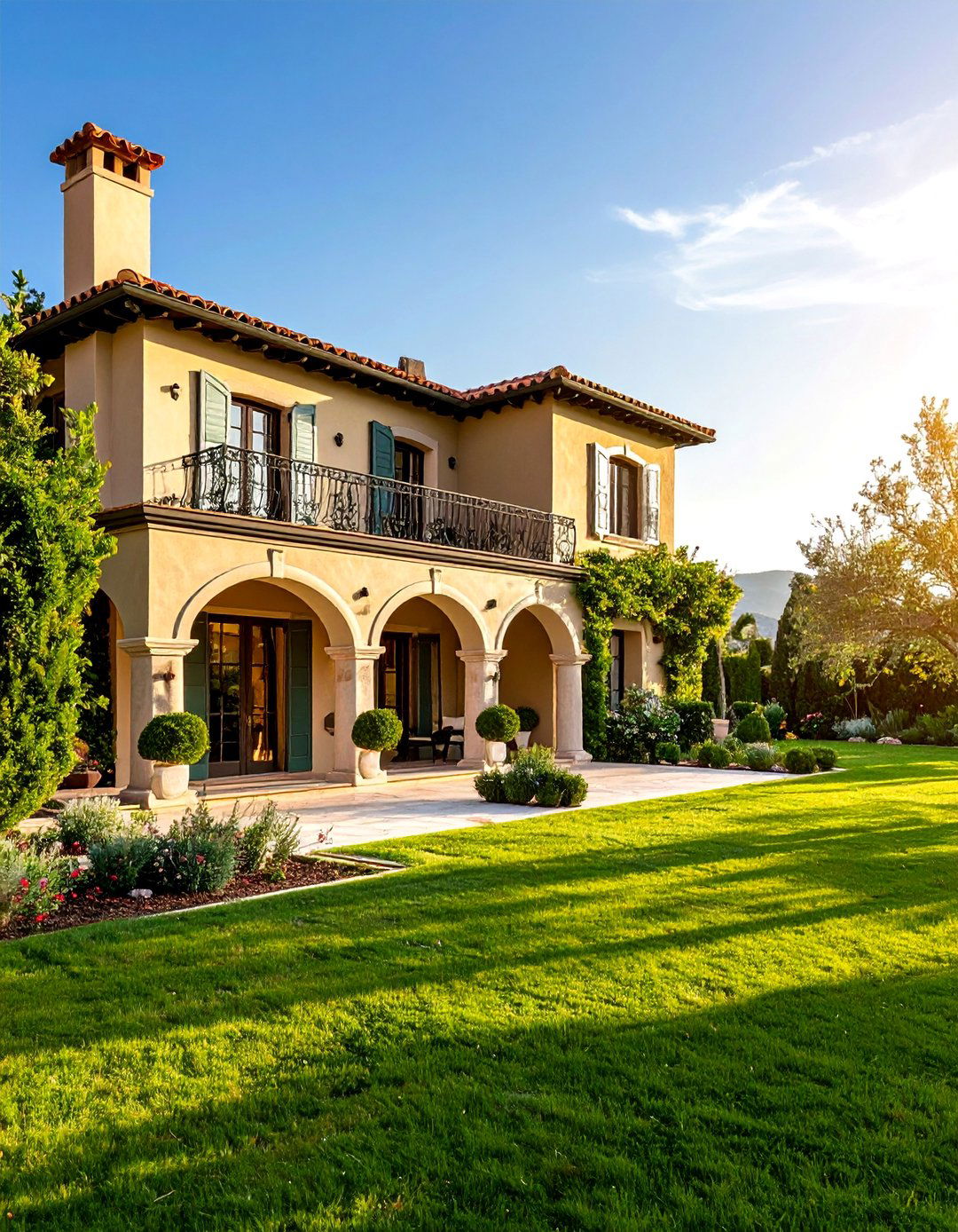 Mediterranean Villa with Terracotta Details - 25 Dark Olive Green House Designs