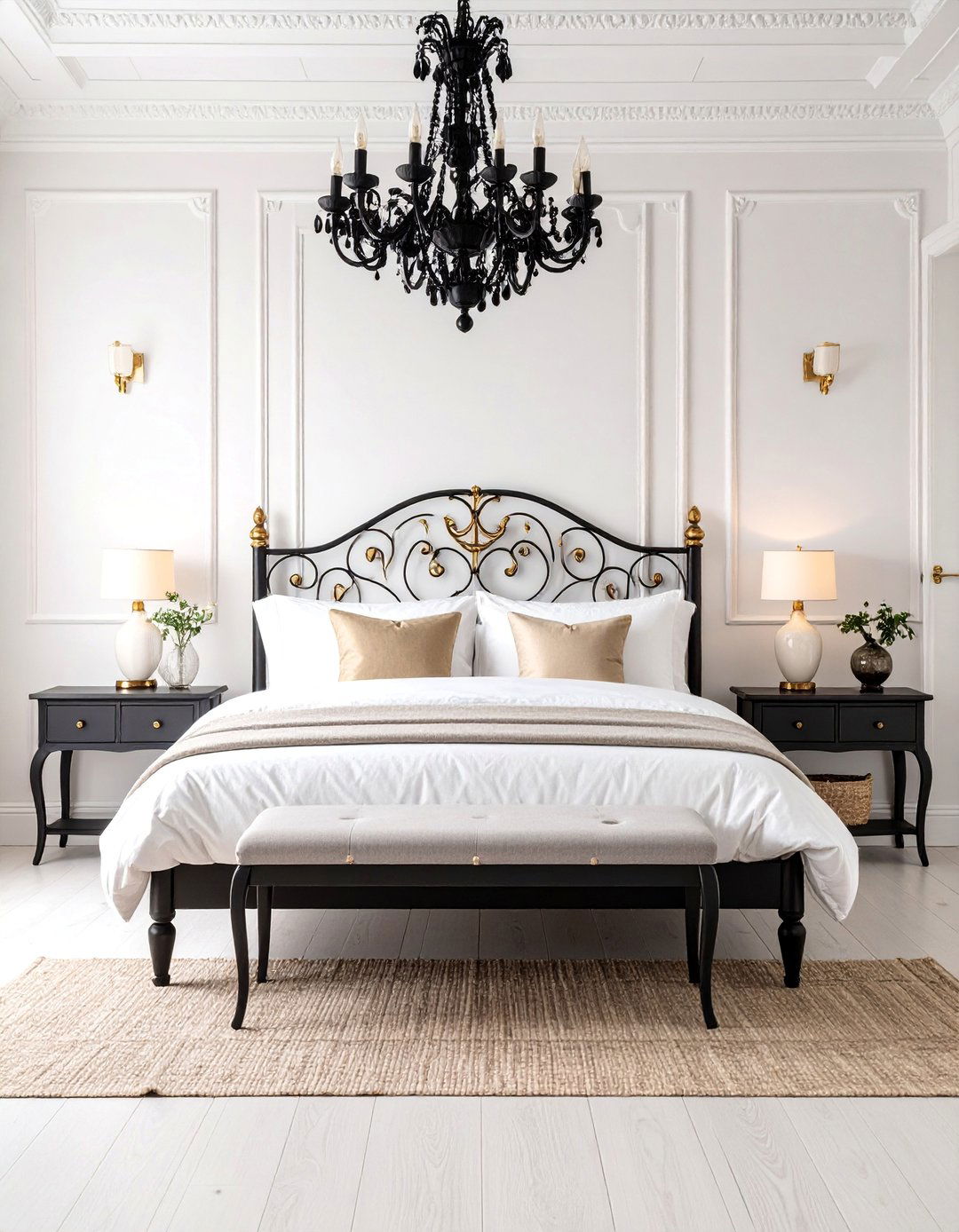 Mediterranean Villa with Wrought Iron Details - 25 Black and Gold Bedroom Ideas