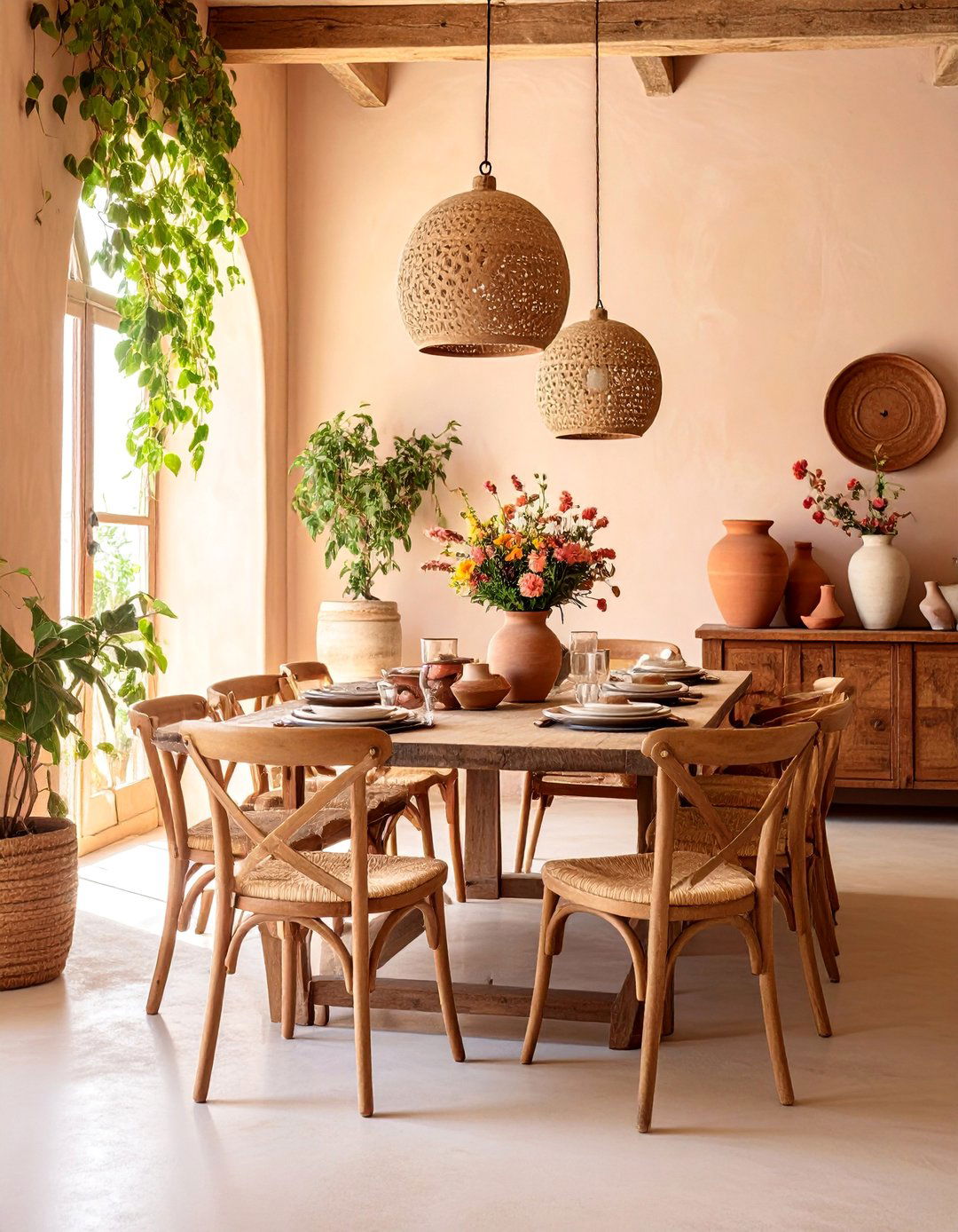 Mediterranean Vintage Dining Room with Warm Earth Tones - 25 Vintage Dining Room Ideas