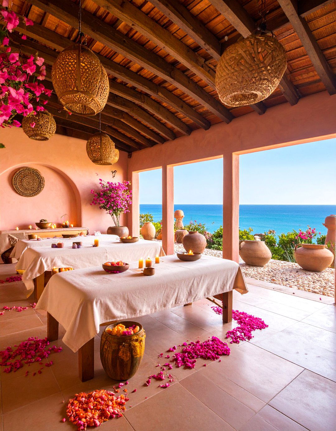Mediterranean Warmth Massage Room with Coastal Romance - 25 Massage Room Setup Ideas