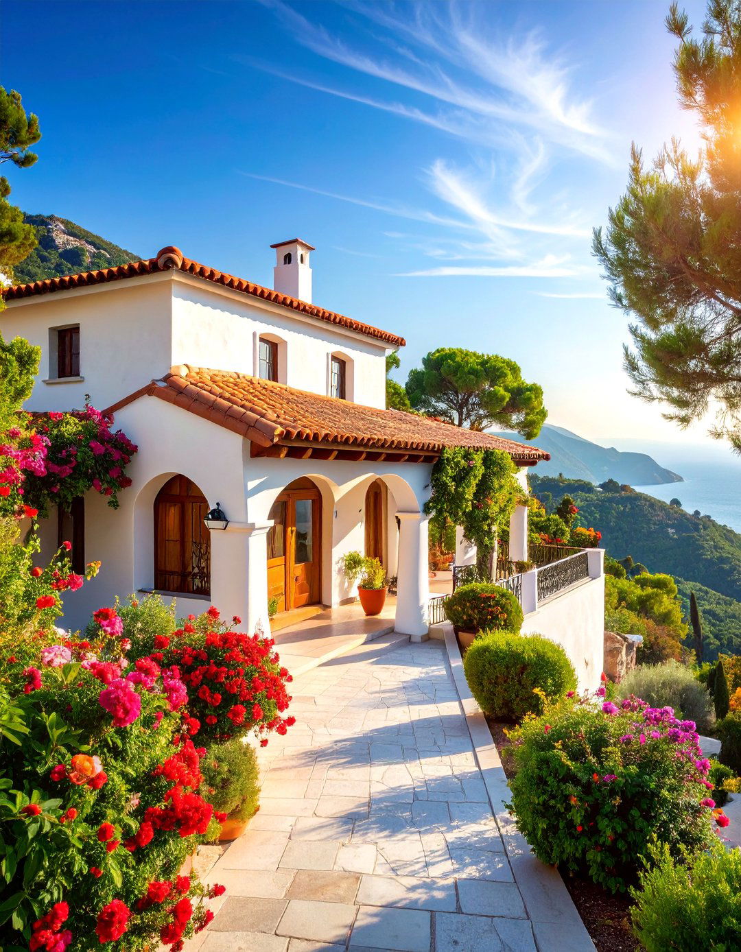 Mediterranean White Stucco Villa - 25 White Home Exterior Ideas