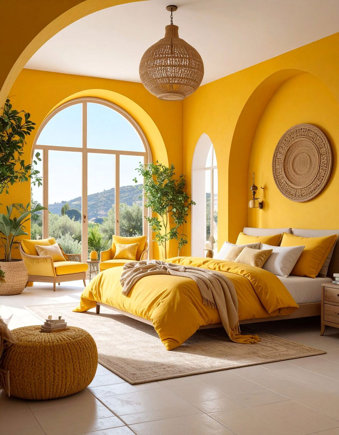 Mediterranean Yellow and Grey Bedroom Villa - 25 Yellow and Grey Bedroom Ideas