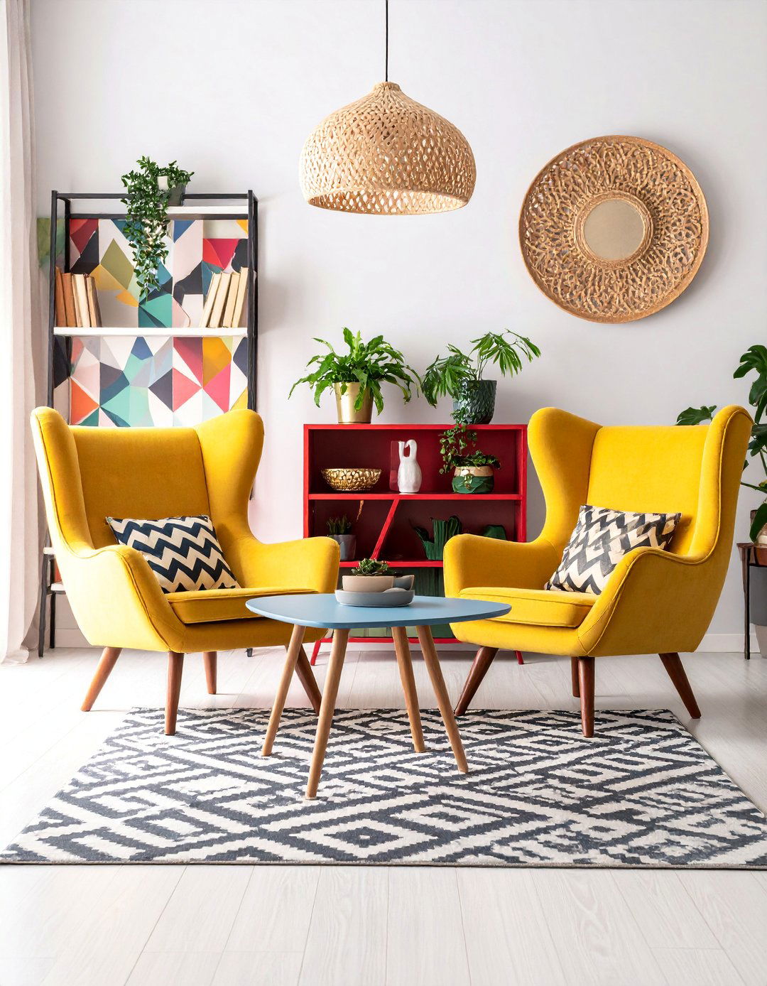 Memphis Design Movement Living Room with Bold Patterns - 25 1980s Living Room Ideas