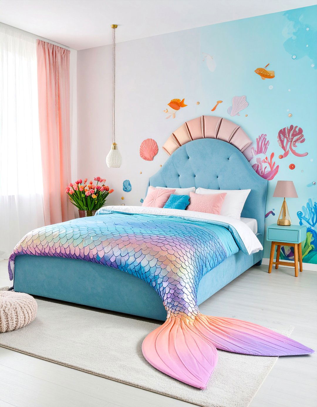Mermaid Tail Sleeping Nook Bedroom - 25 Underwater Mermaid Bedroom Ideas
