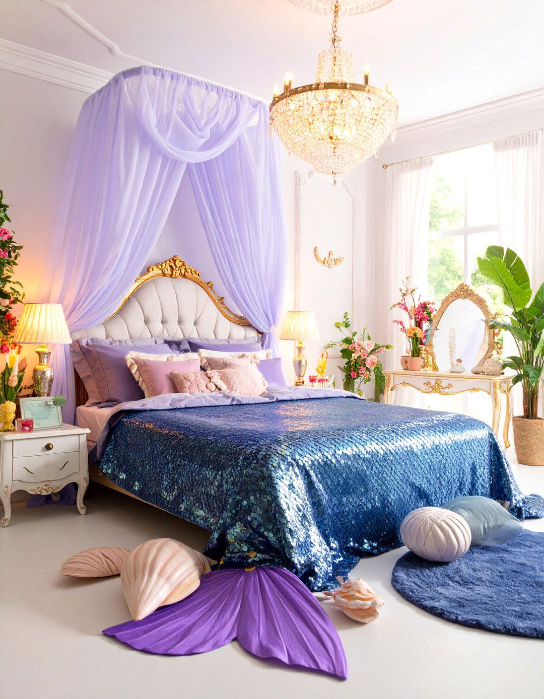 Mermaids Dream Bedroom with Iridescent Scales and Shimmer - 25 Ocean-themed Bedroom Ideas