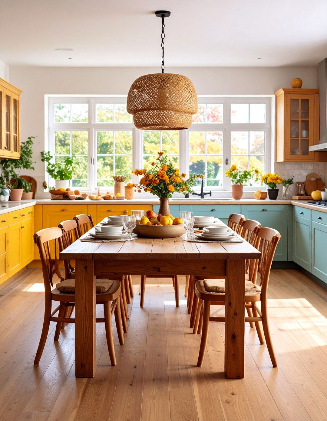 Mesa Dining Table Kitchen with Traditional Wooden Furniture - 25 Mexican Kitchen Ideas