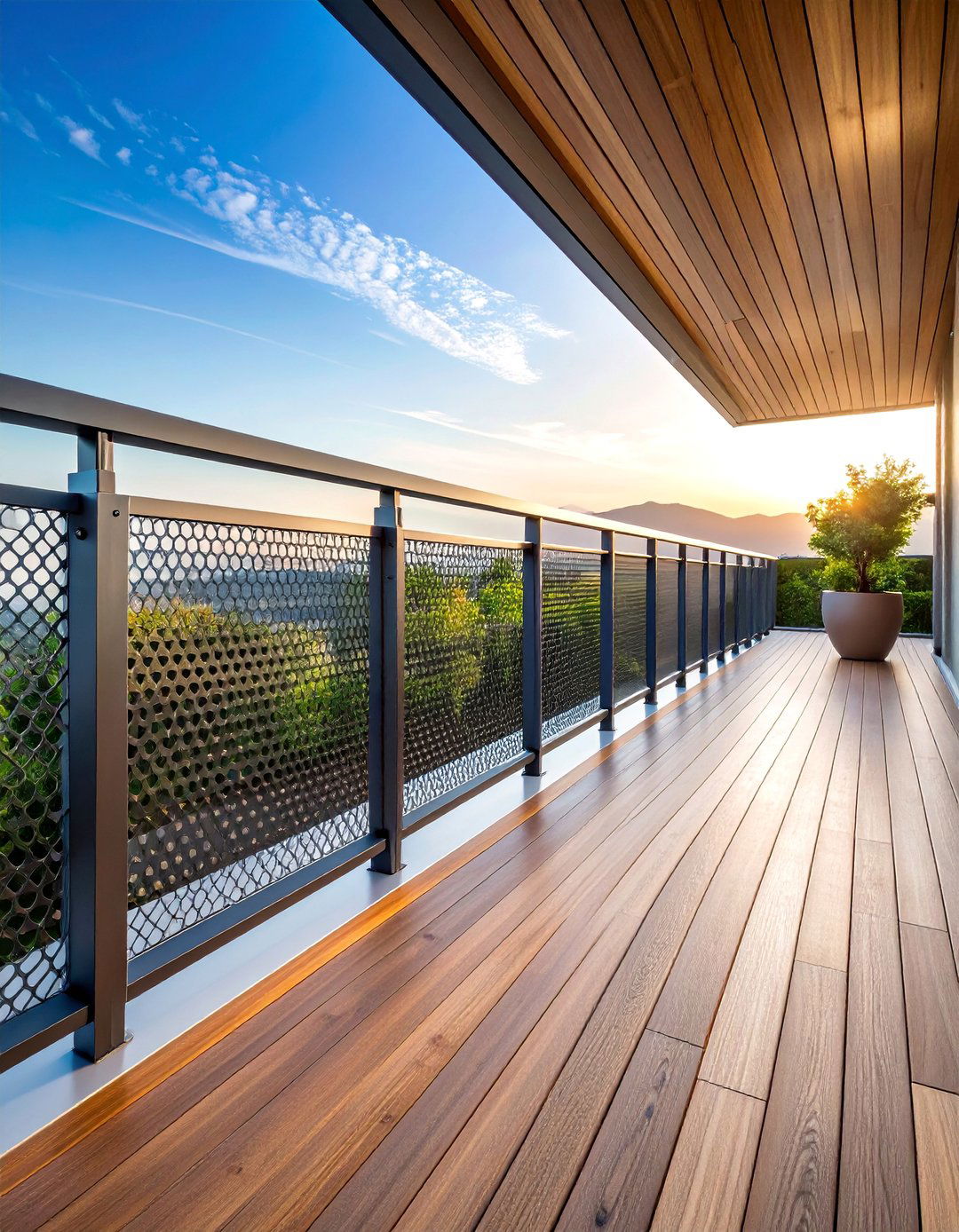 Mesh Deck Railing with Industrial Design Aesthetic - 25 Deck Railing Ideas