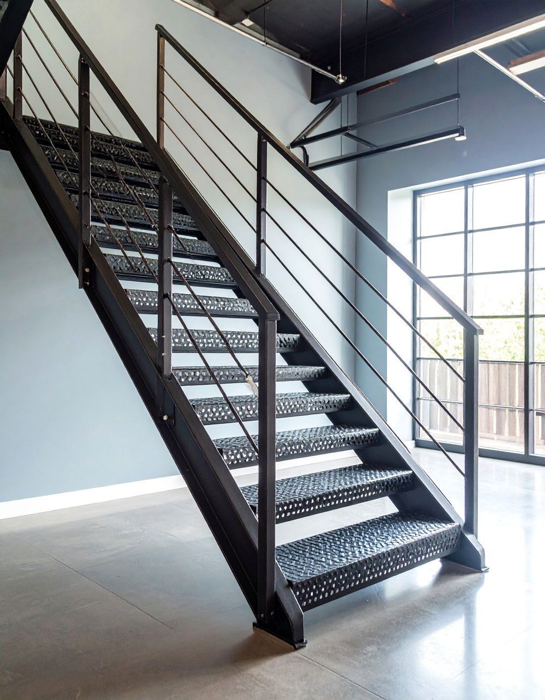 Mesh Metal Staircase with Industrial Aesthetic - 25 Contemporary Staircase Design Ideas