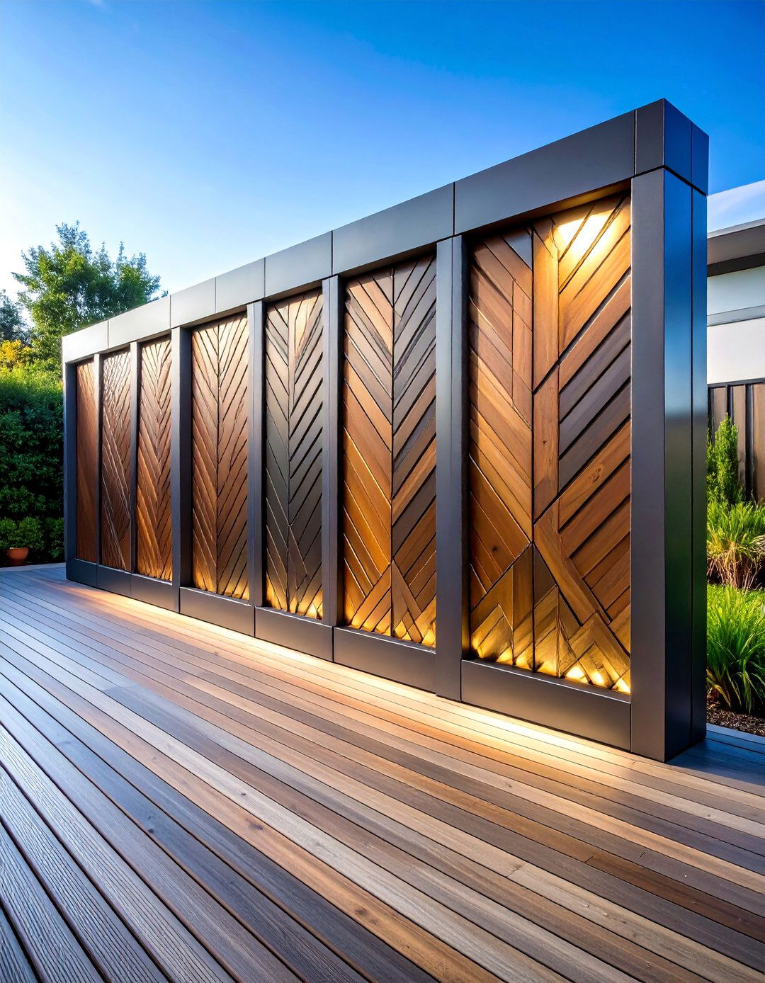 Metal Laser Cut Decorative Wall - 25 Deck With Privacy Wall