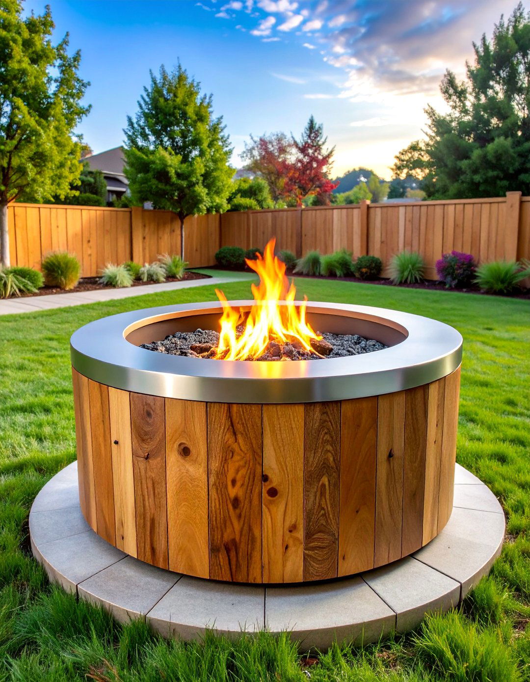 Metal Lined Tree Stump Fire Pit with Safety Ring - 25 Tree Stump Fire Pit Ideas
