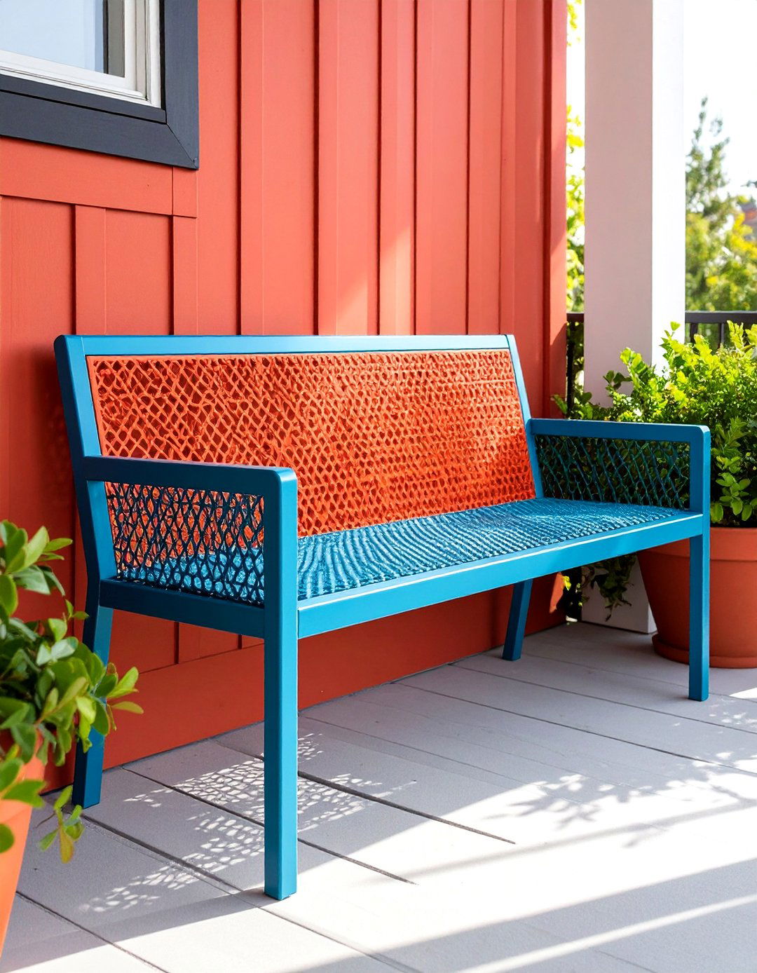 Metal Mesh Industrial Bench - 25 Front Porch Bench Ideas