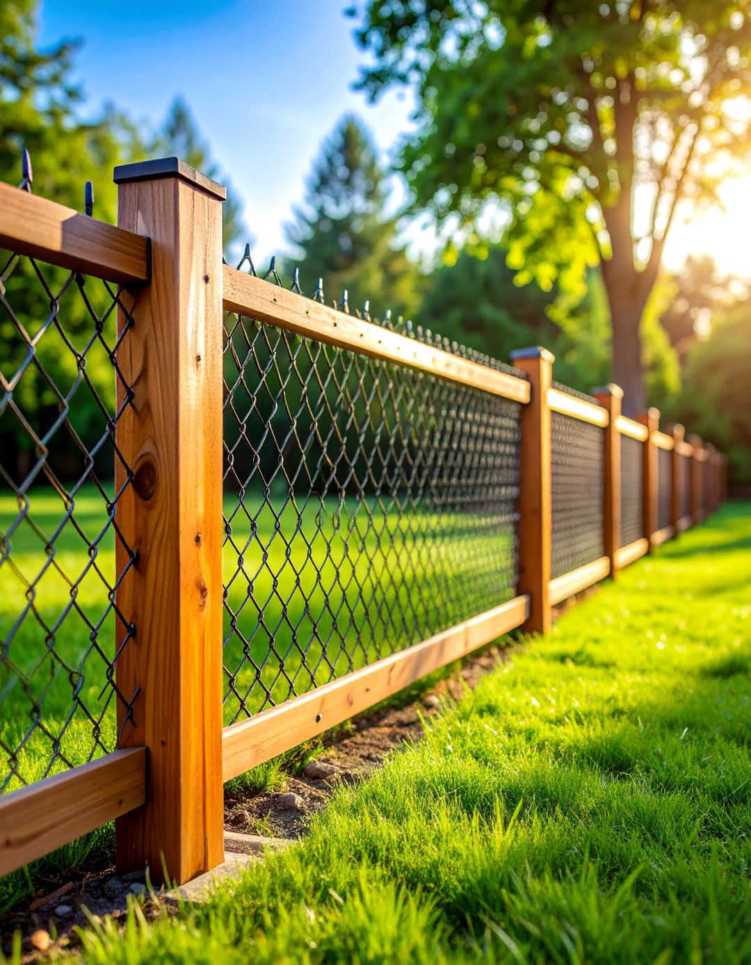 Metal Mesh and Wood Combination - 25 Metal and Wood Fence