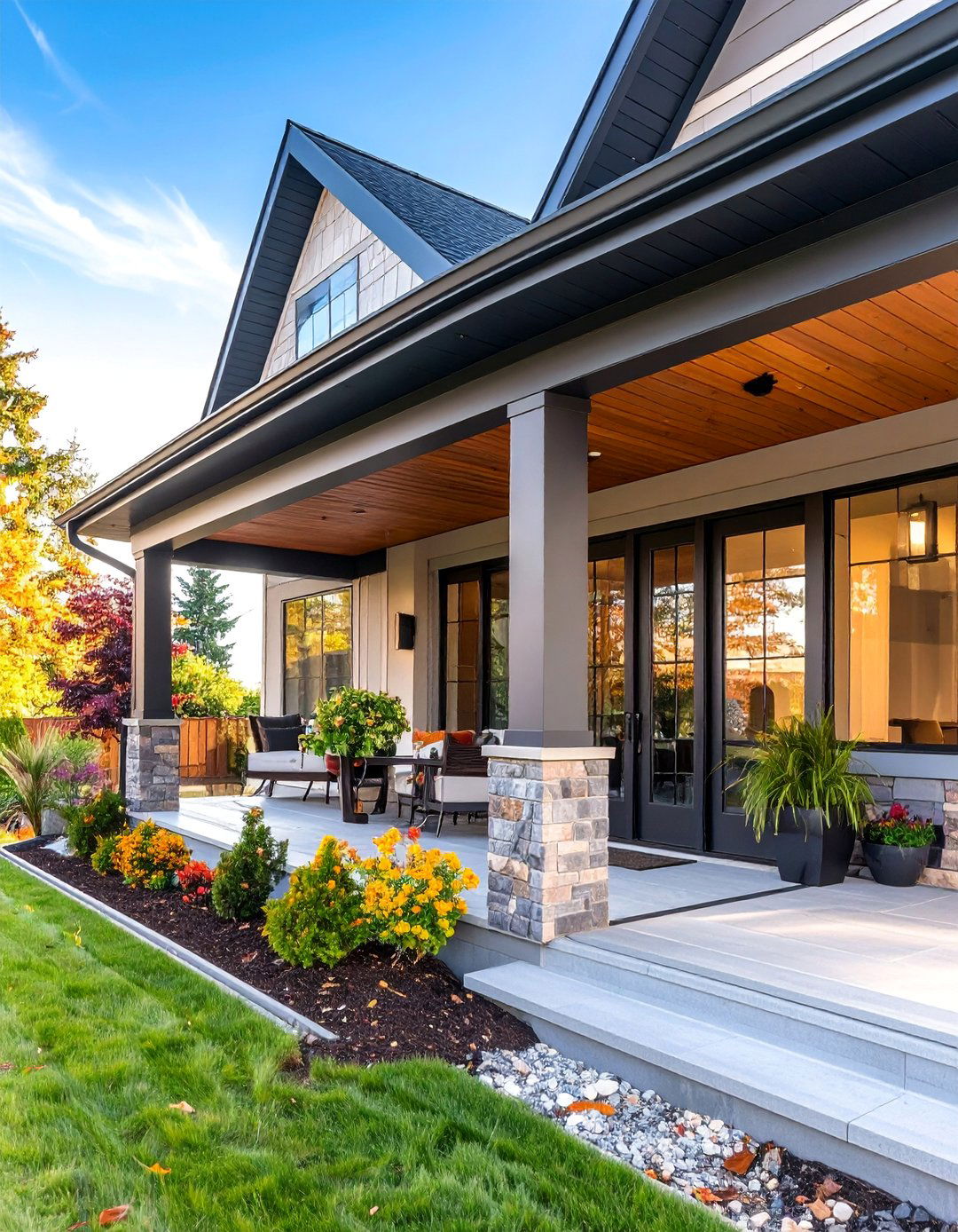 Metal Porch with Integrated Gutters - 25 Metal Roof Porch Design Ideas