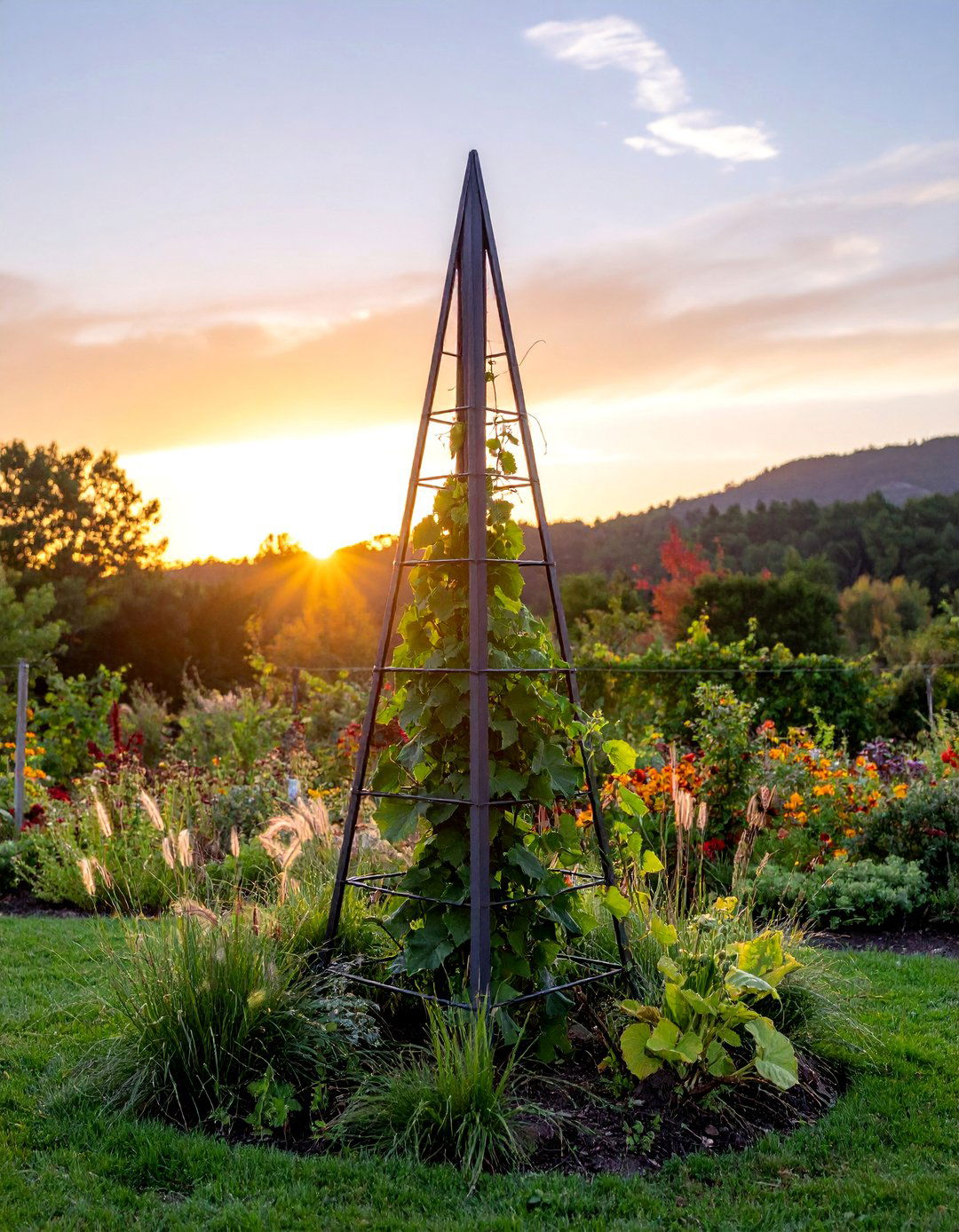 Metal Rebar Cucumber Trellis Obelisk - 25 Cucumber Trellis Ideas