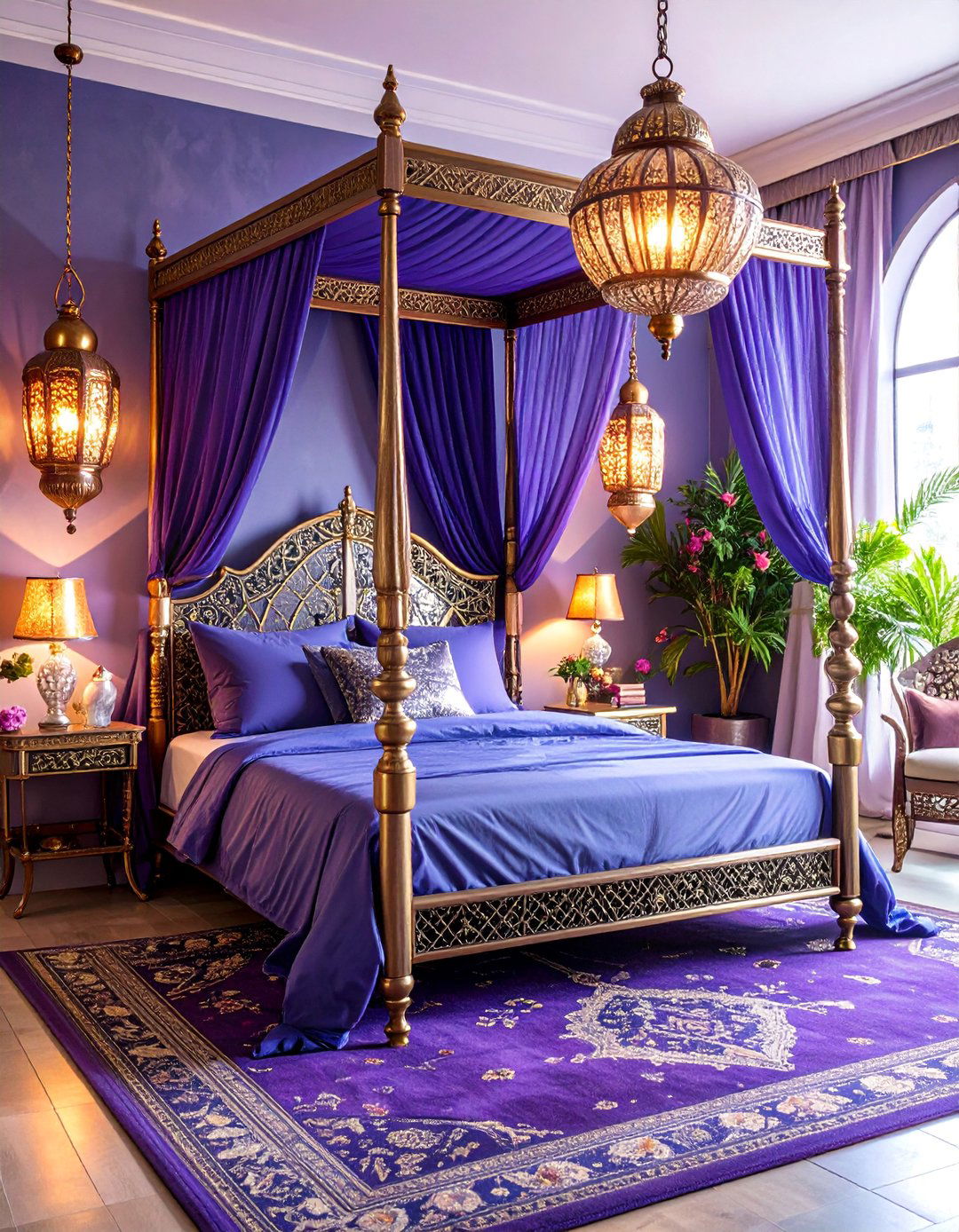 Metallic Accent Glamour Moroccan Style - 25 Moroccan Themed Bedroom Ideas