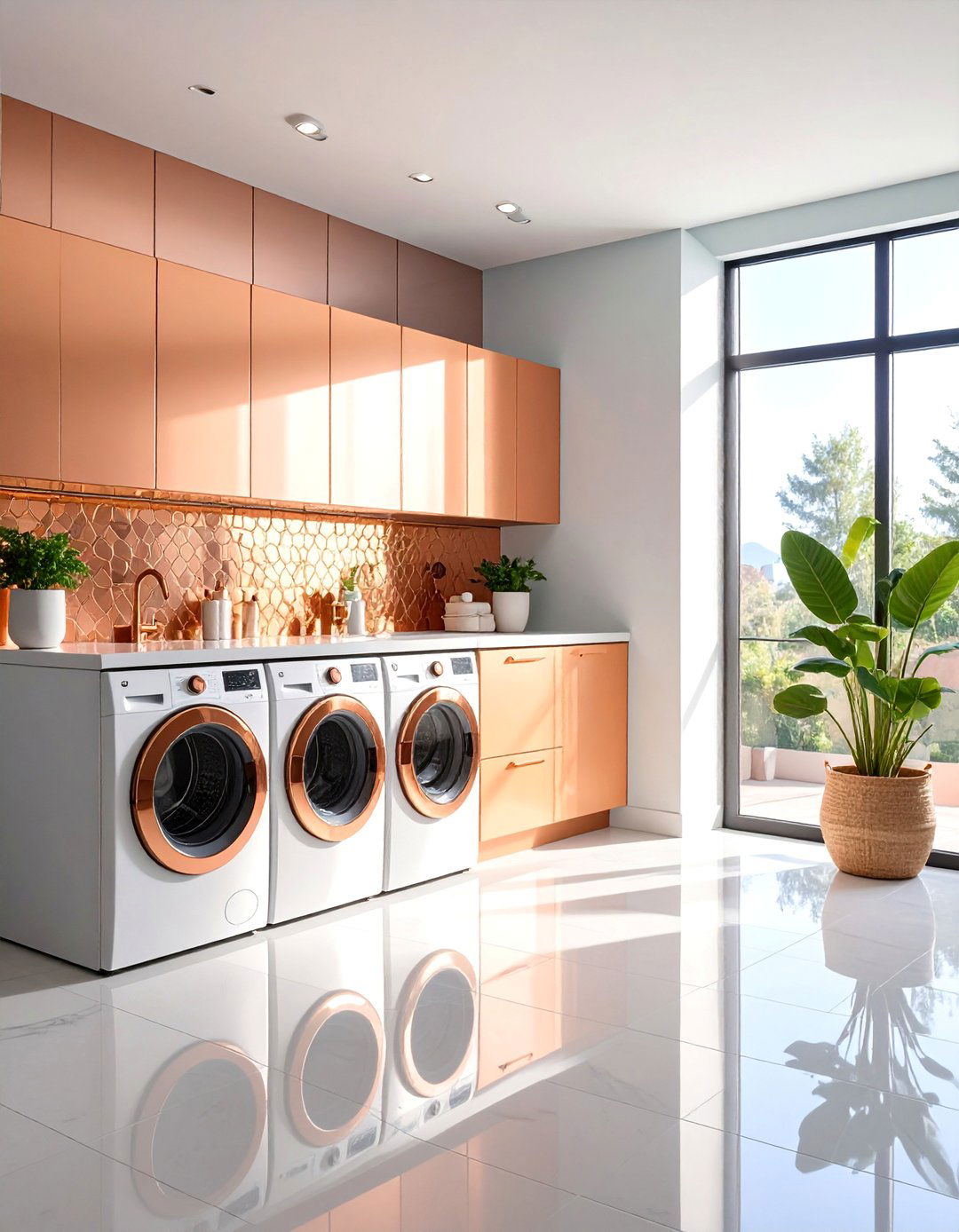 Metallic Accent Glass Tile Design - 25 Laundry Room Backsplash Ideas
