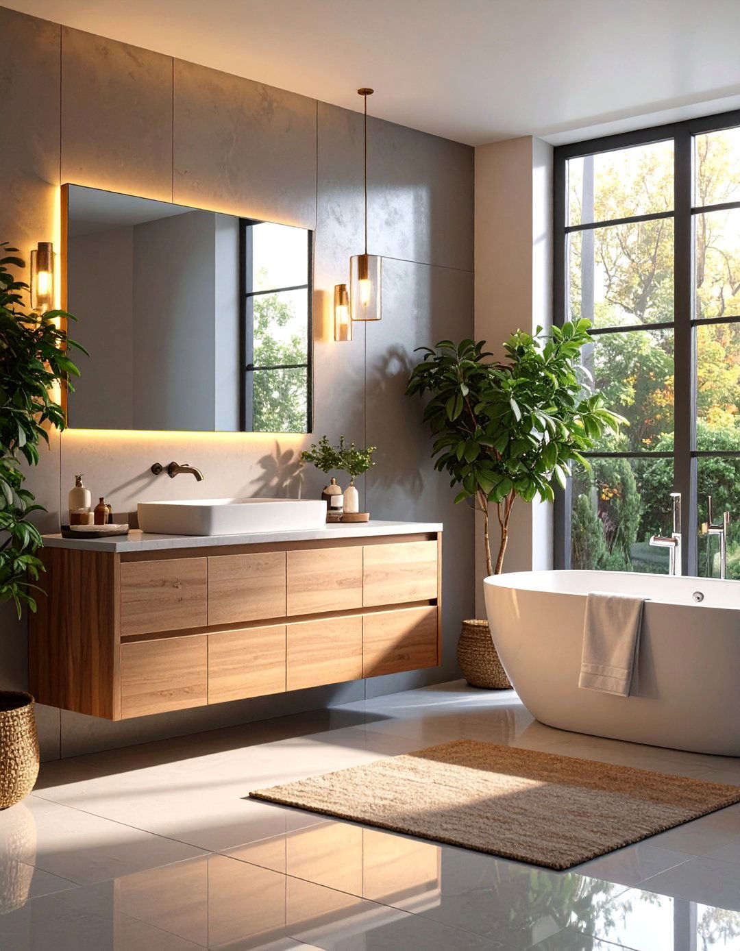 Metallic Accent Panel Feature - 25 Bathroom Wall Paneling Ideas
