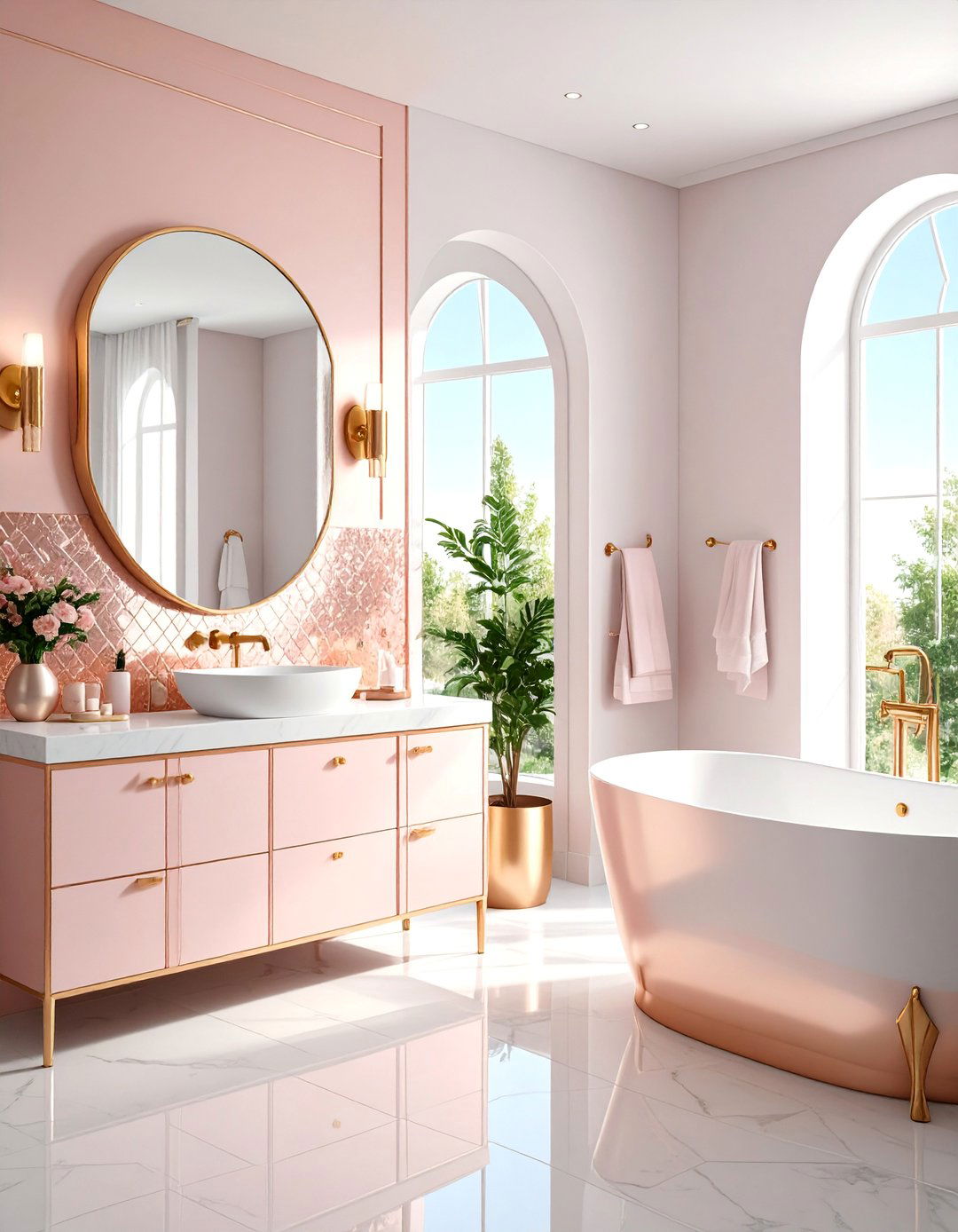 Metallic Accent Teen Bathroom with Glamorous Touches - 25 Teen Bathroom Ideas