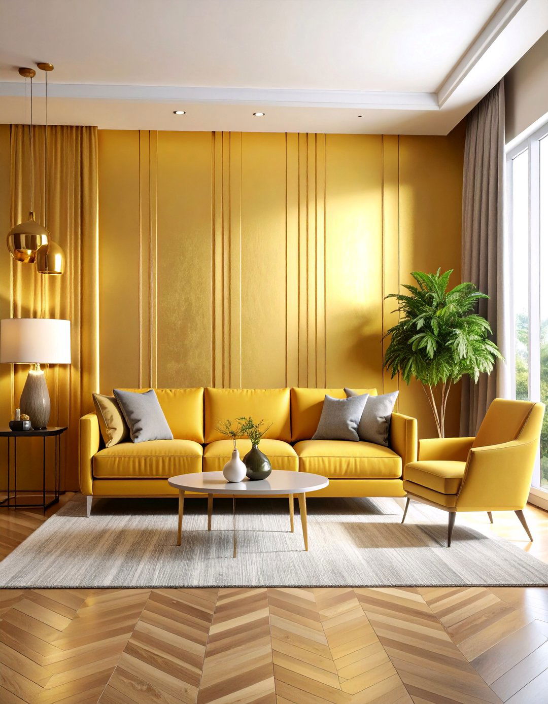 Metallic Accent Wall with Contemporary Shine - 25 Living Room Accent Wall Ideas