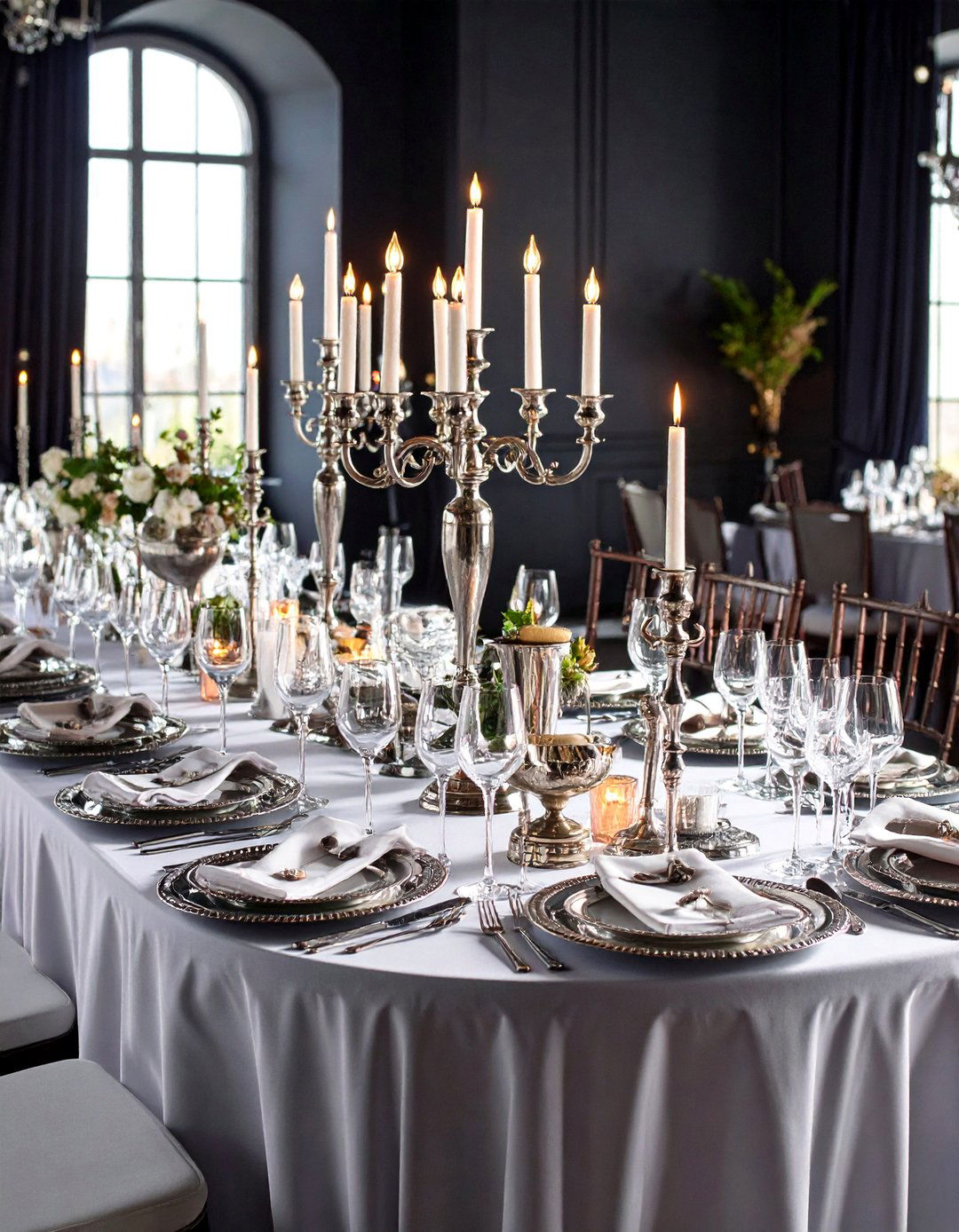 Metallic Chrome and Silver Luxe Tablescape - 25 Wedding Decoration Ideas