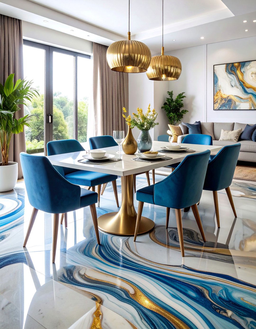 Metallic Epoxy Concrete Floor with Swirl Effects - 25 Concrete Floor Design Ideas