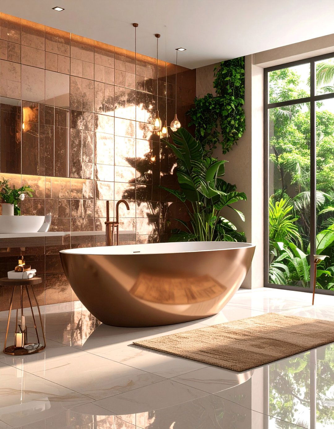 Metallic Finish Tile Surround - 25 Bathtub Surround Ideas